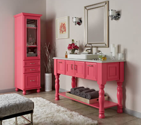 Chelsea Pink Vanity Cabinet Custom Paint