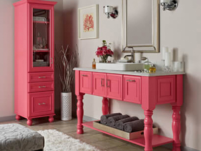 Chelsea Pink Vanity Cabinet Custom Paint
