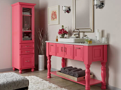 Mid-Continent Chelsea Pink Vanity Cabinet Custom Paint
