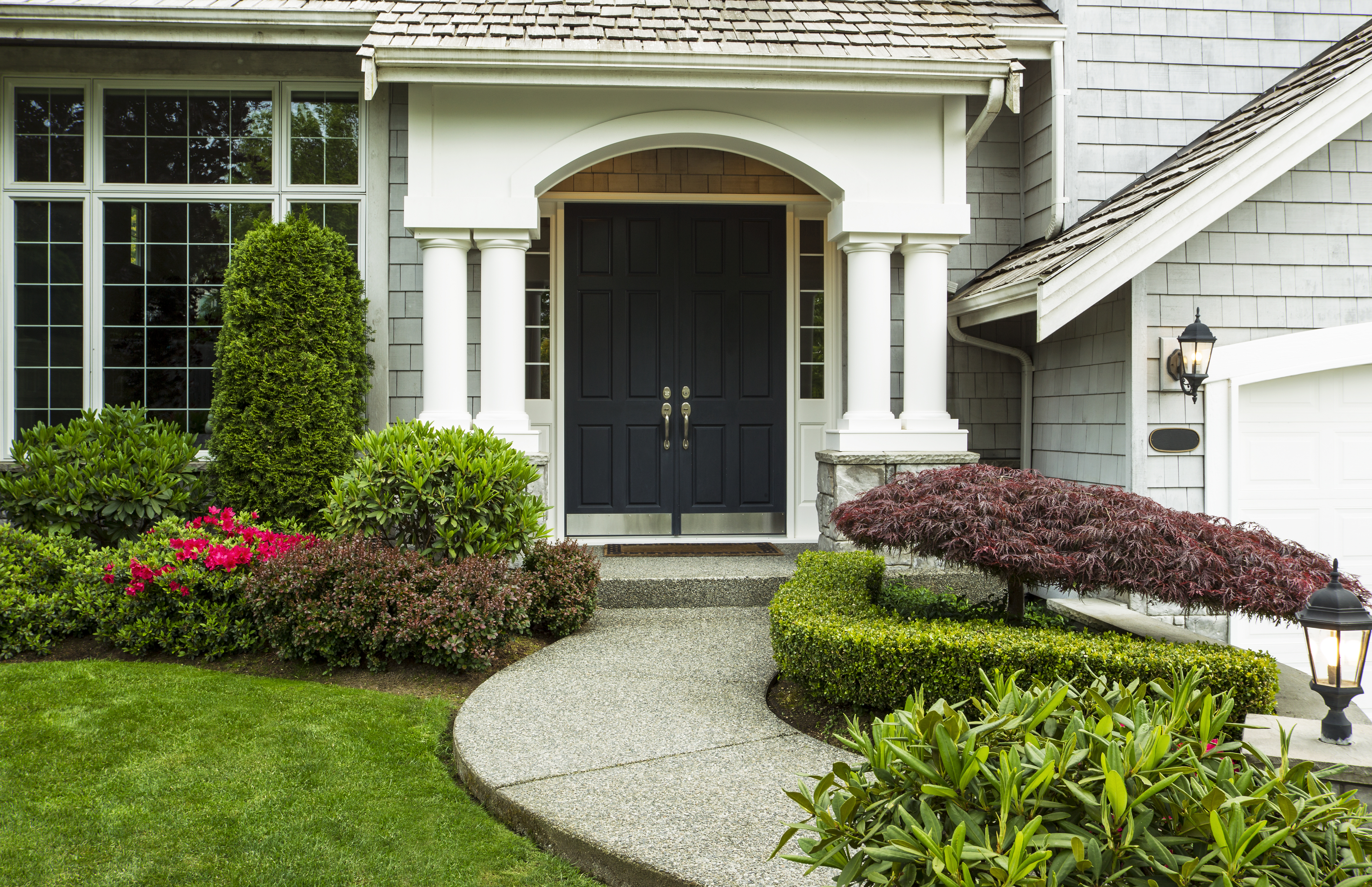 Modern Single Panel Glass Double Front Door