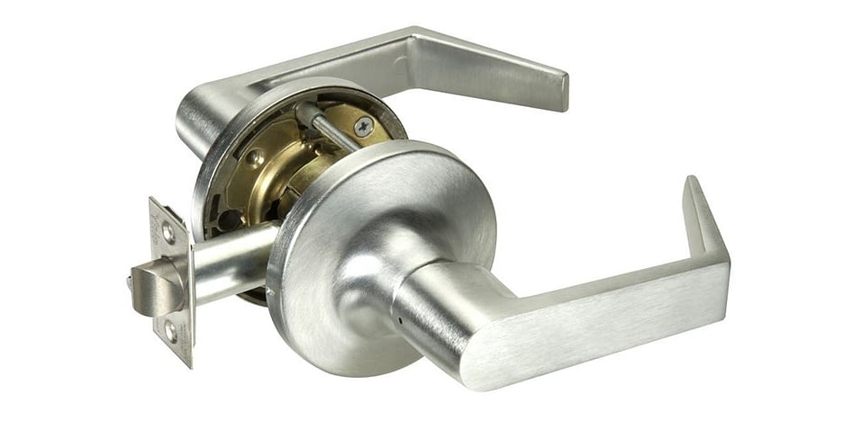 silver yale door handle with extended handle
