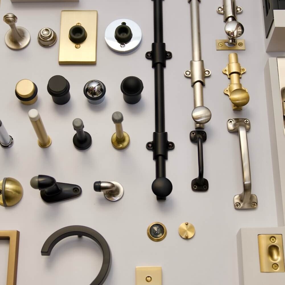Door hardware on display