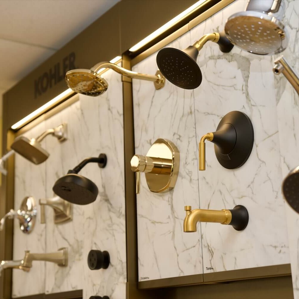 RWC Showroom: shower heads and bath faucets