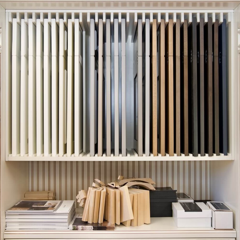 Wood panels on display: color options